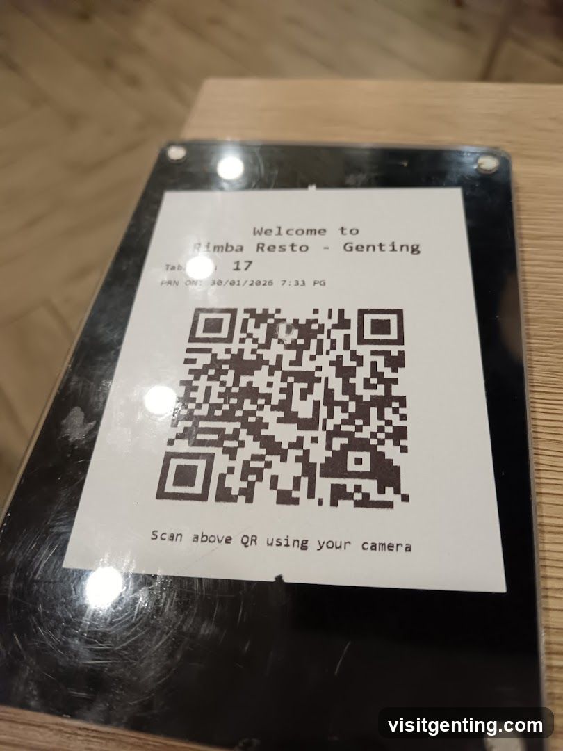 Table QR Code Sign at Rimba Resto - Genting