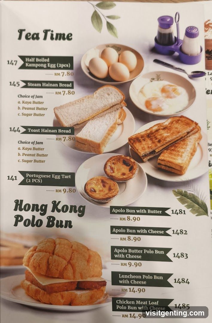 Tea Time and Hong Kong Polo Bun Menu