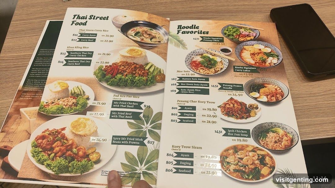 Thai Street Food and Noodle Favorites Menu
