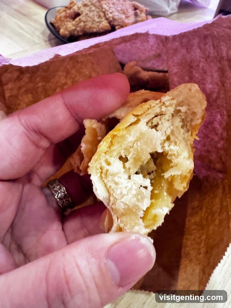 Hand holding fried pastry