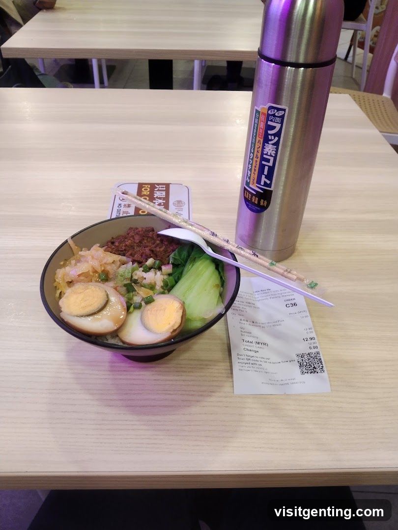 Table with meal and thermos