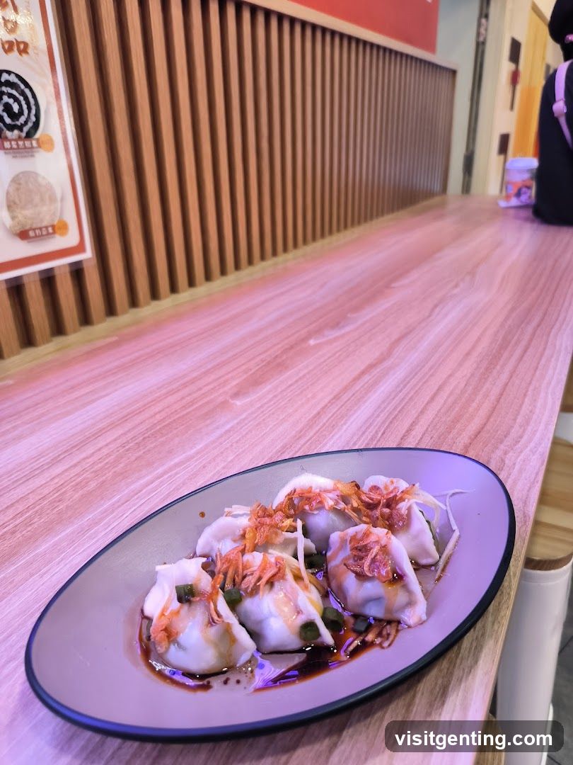 Dumplings on Plate at Counter