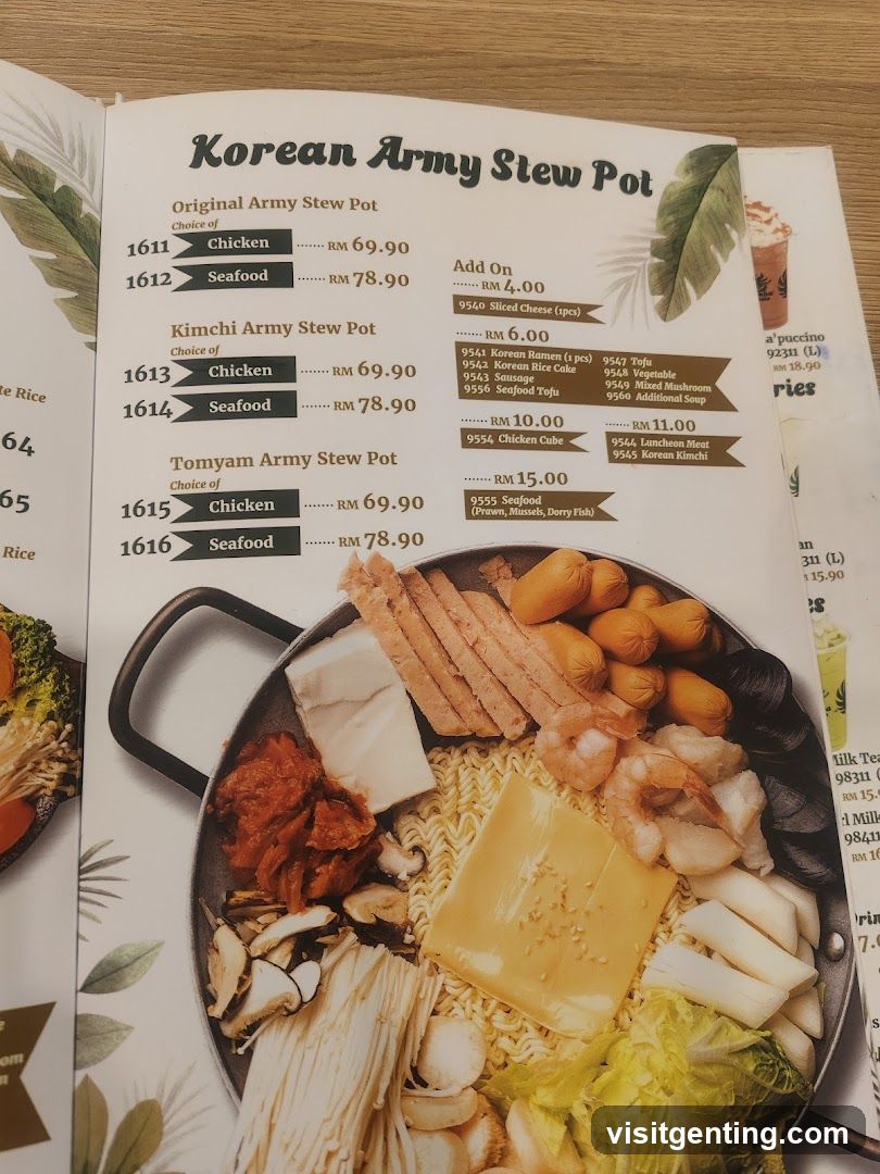 Korean Army Stew Pot Menu