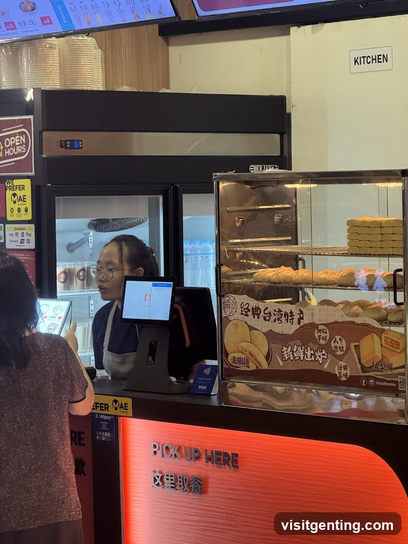 Inside a bakery or food stall