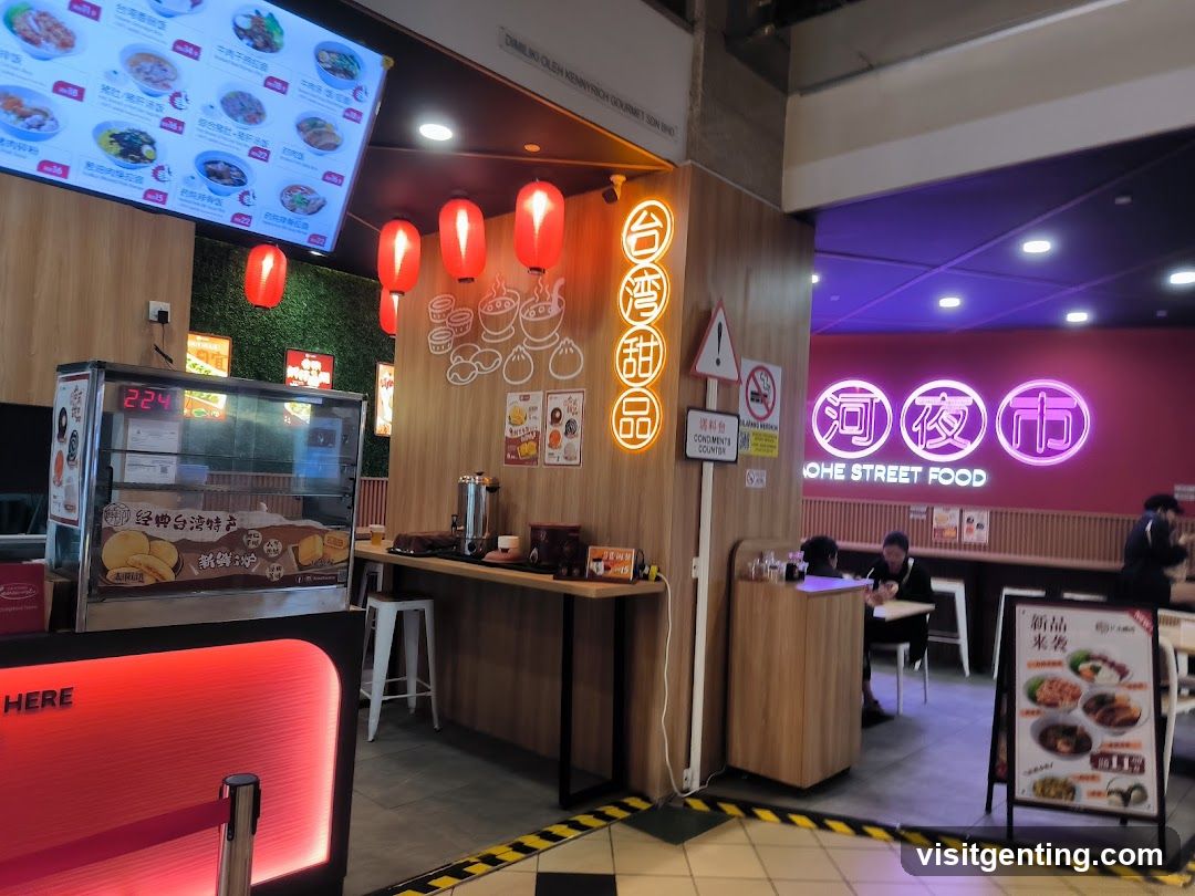 Interior of a food court with Taiwanese dessert stall