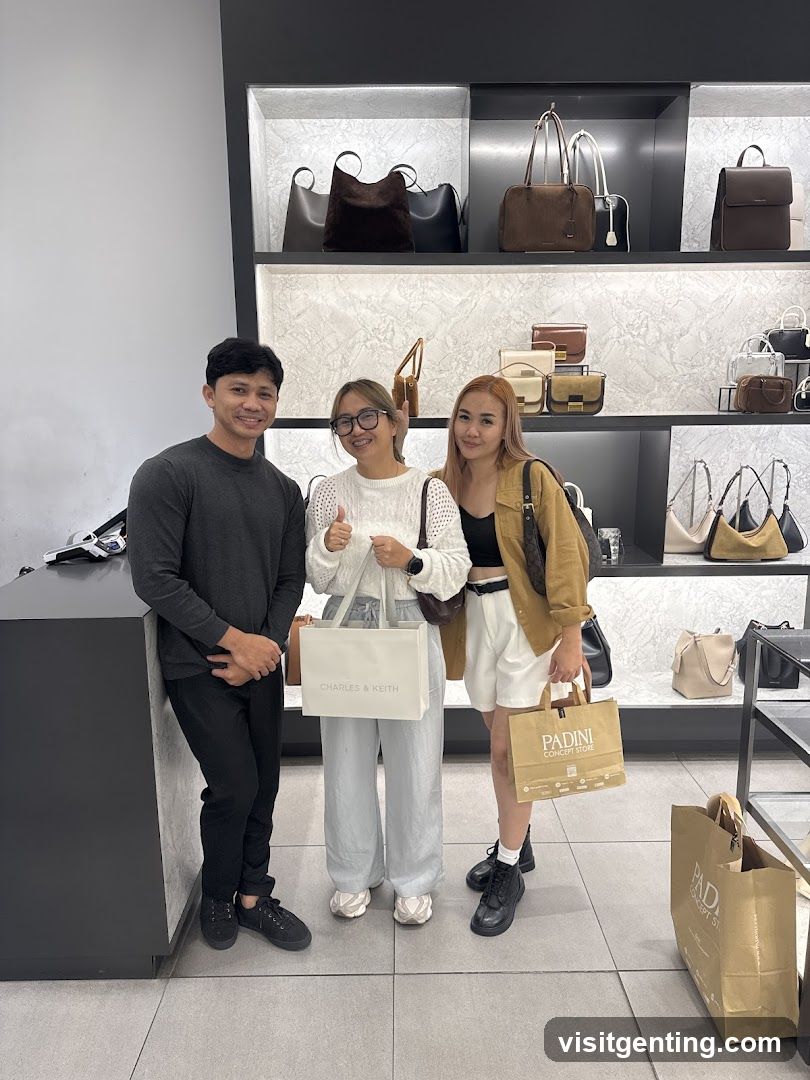 Three people in a retail store