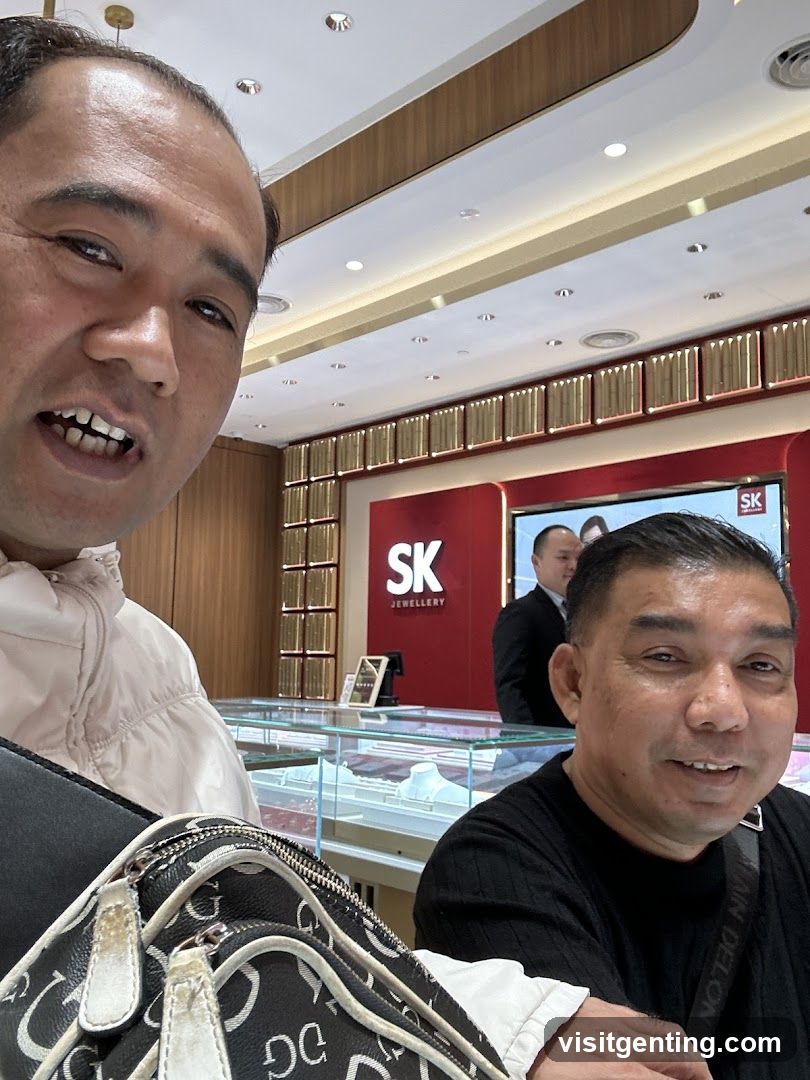 Two men in jewelry store interior