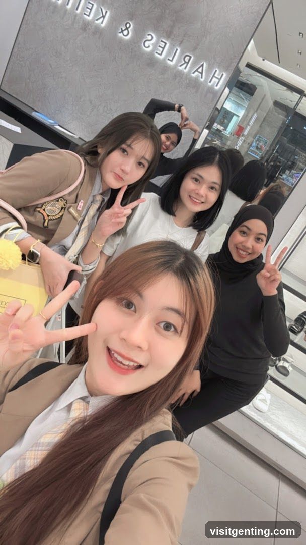 Group selfie inside a store