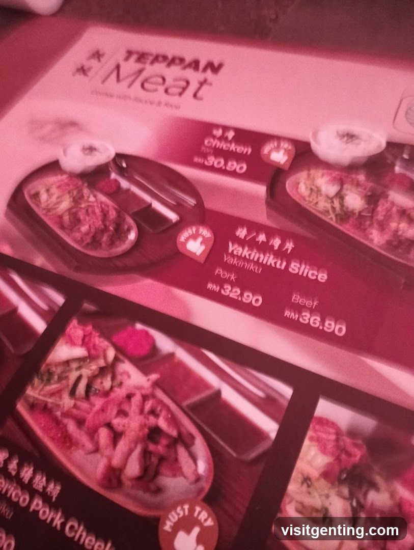 Teppan Meat Menu