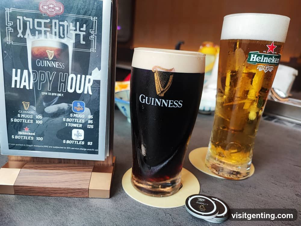 Bar Counter with Beers and Happy Hour Signage