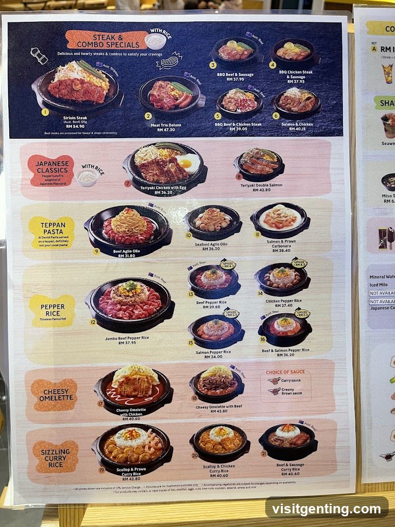 Steak & Combo Specials Menu