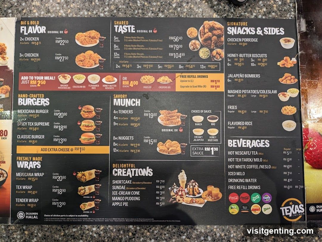 Texas Chicken Menu