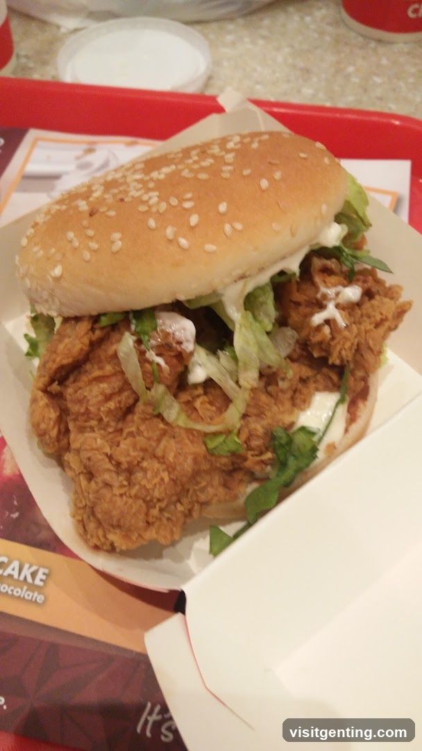 Chicken Burger on Red Tray