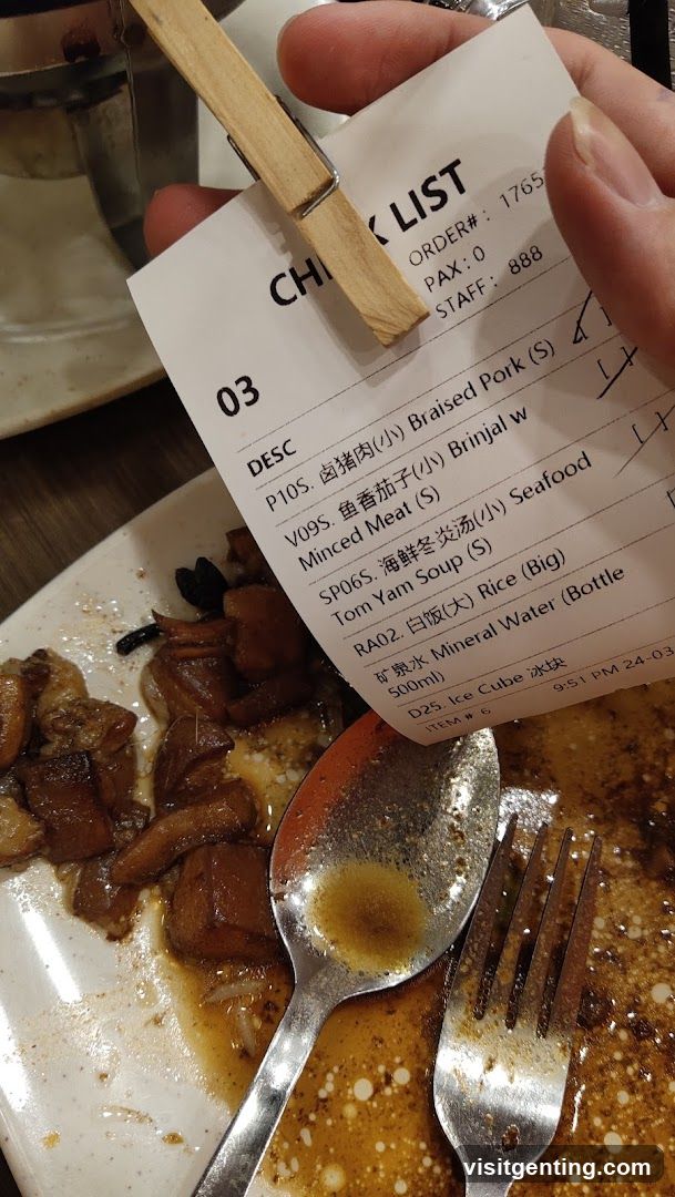 Dining table with food and order list