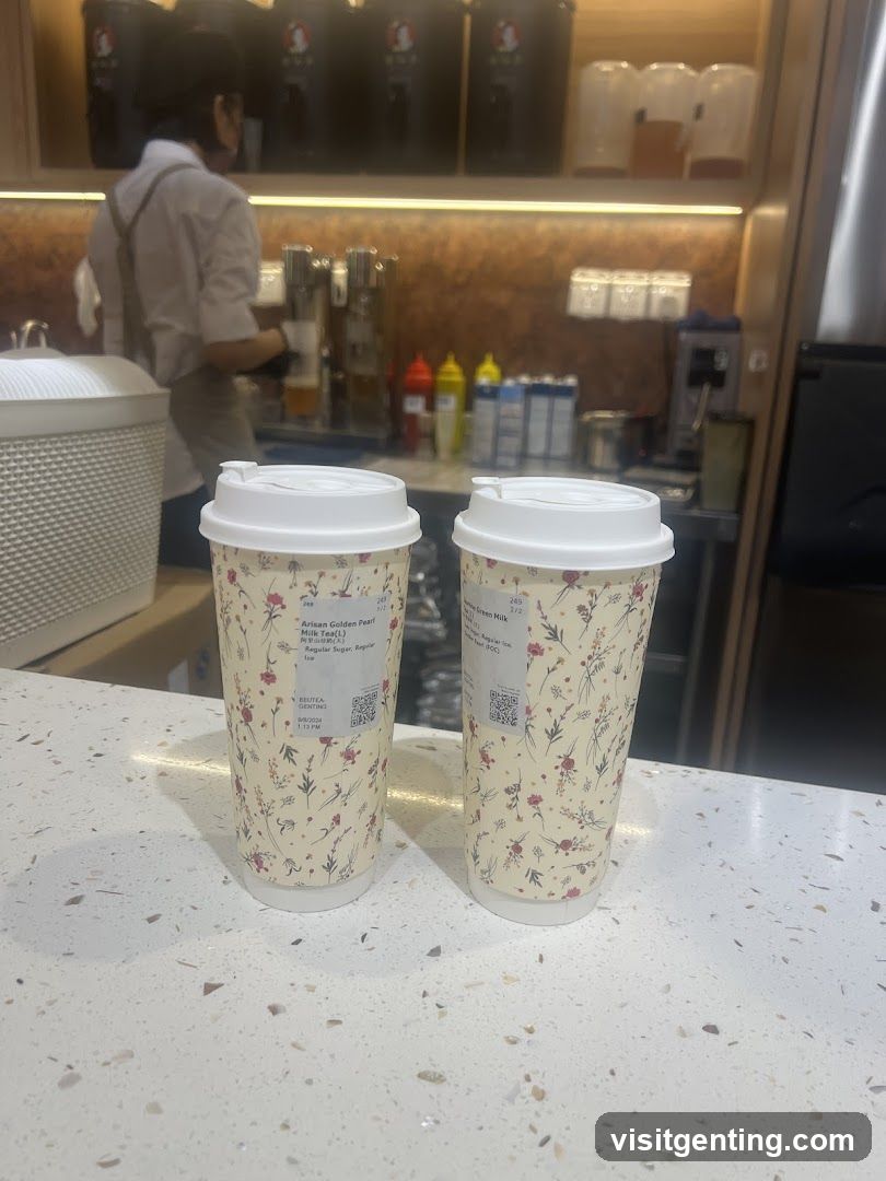 Two beverages on counter