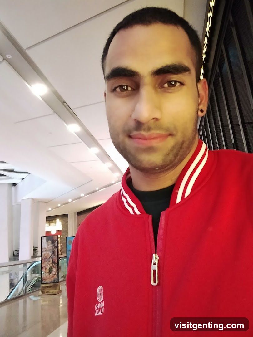 Selfie in indoor shopping area