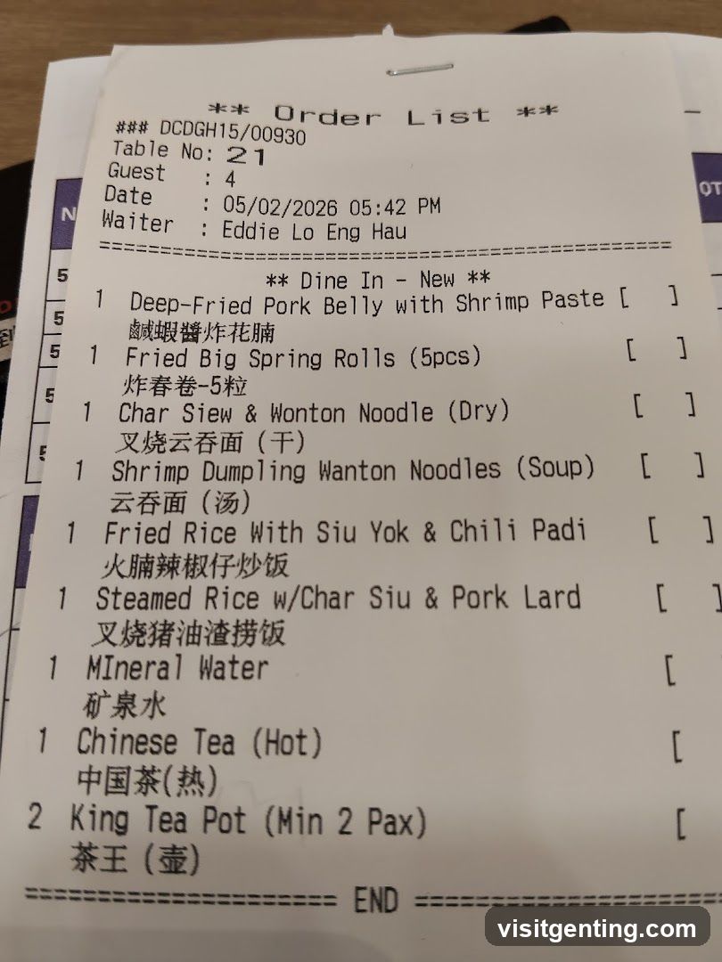 Order List Receipt