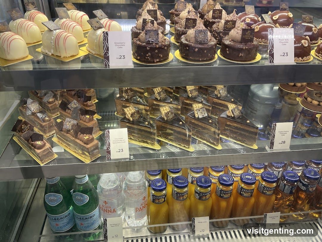Display Case with Pastries and Beverages