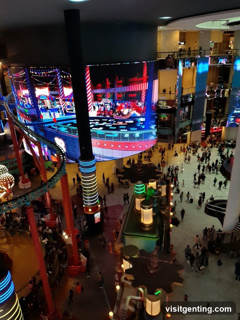 Indoor amusement center atrium