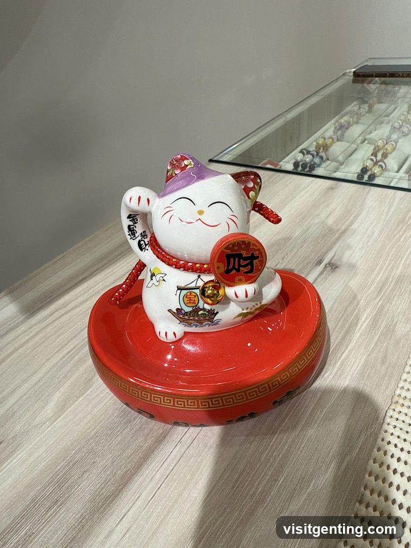 Lucky Cat Ornament on Display