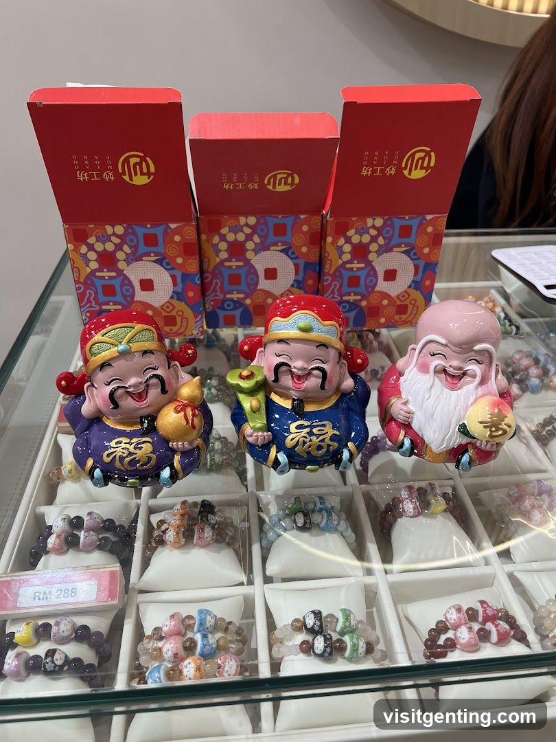 Display of Lucky Figurines and Bracelets