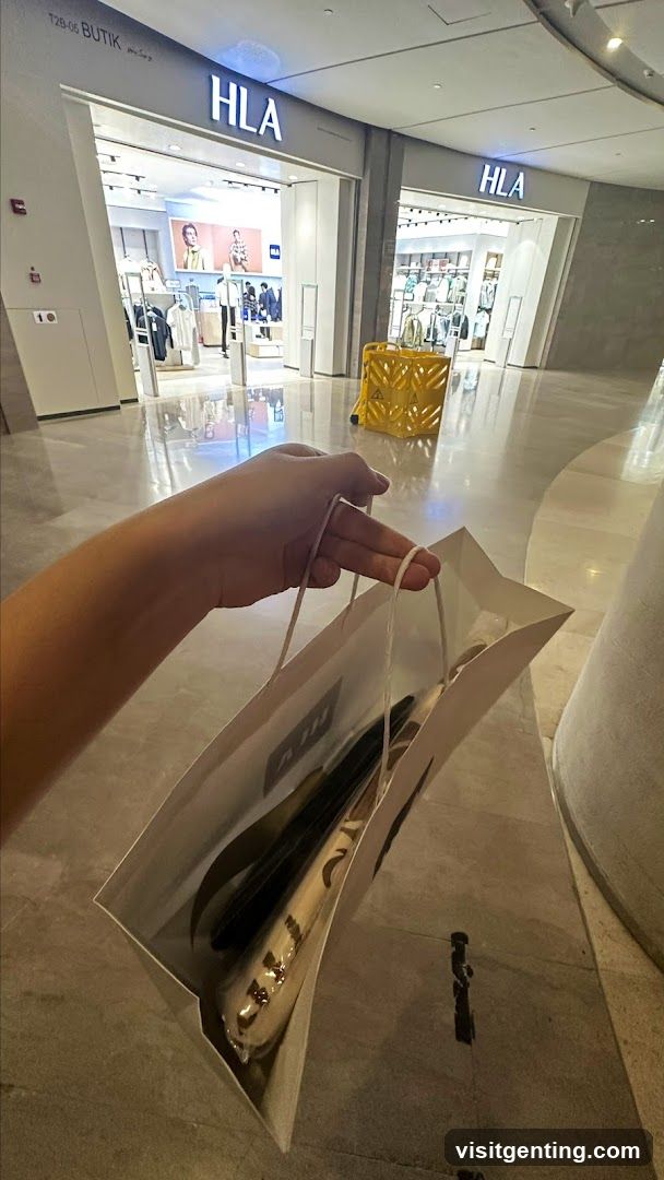 Shopping bag in mall corridor