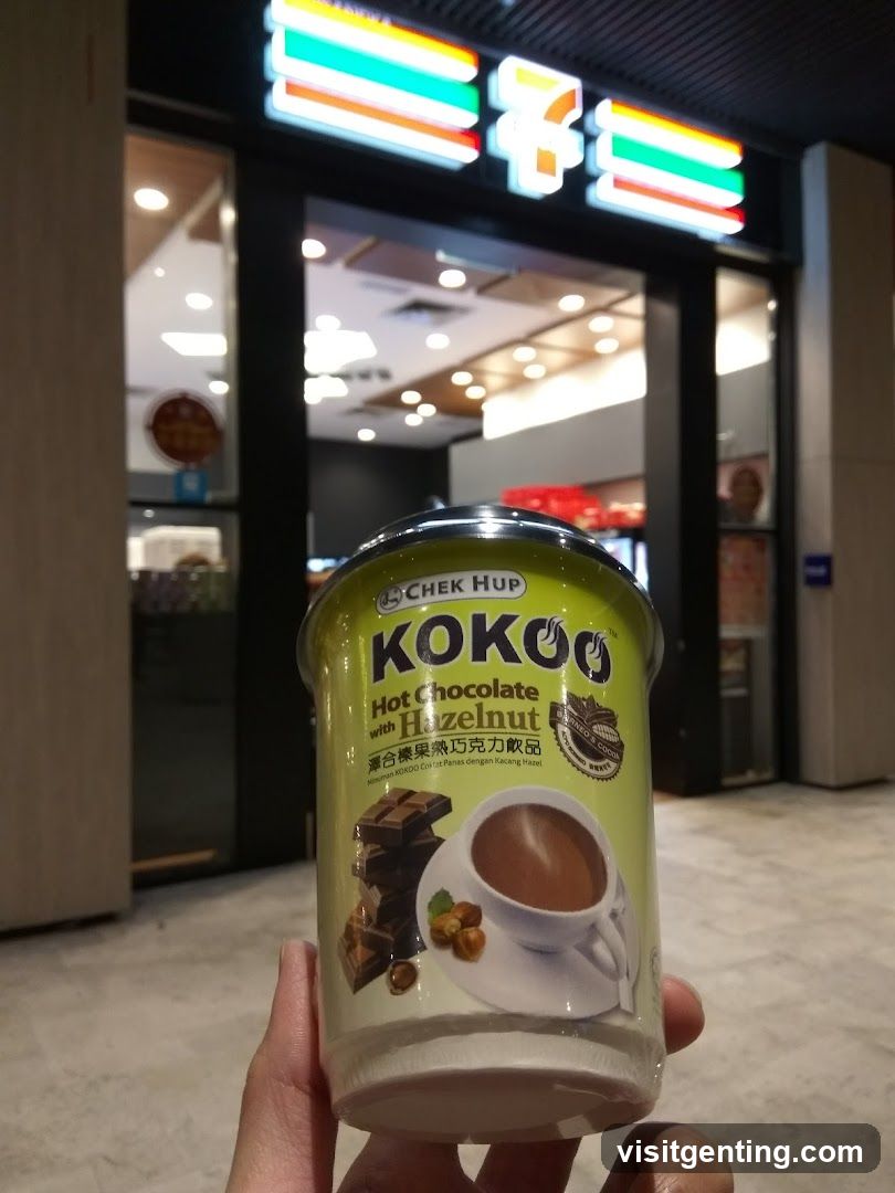 Hand holding a product in front of a 7-Eleven store entrance