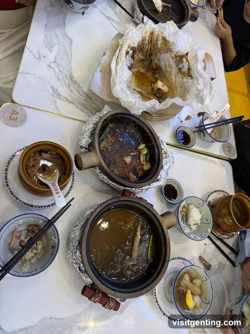 Dining table with food remnants