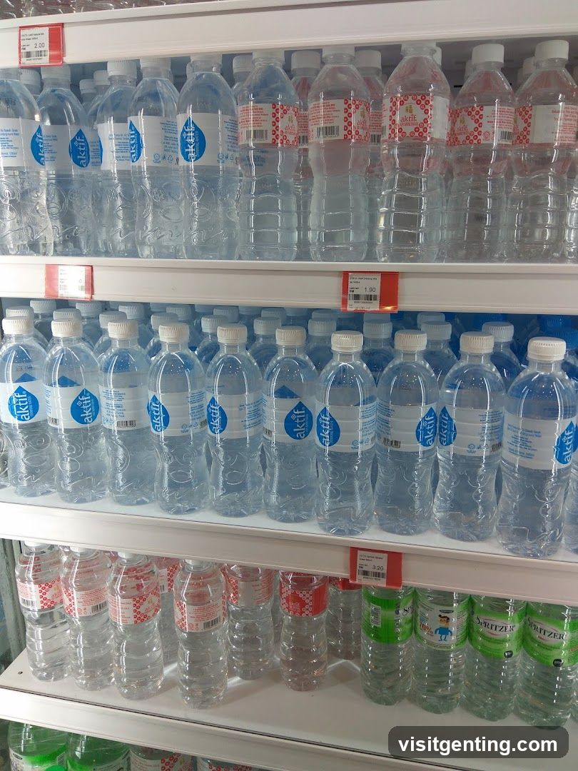 Water Bottles on Shelf