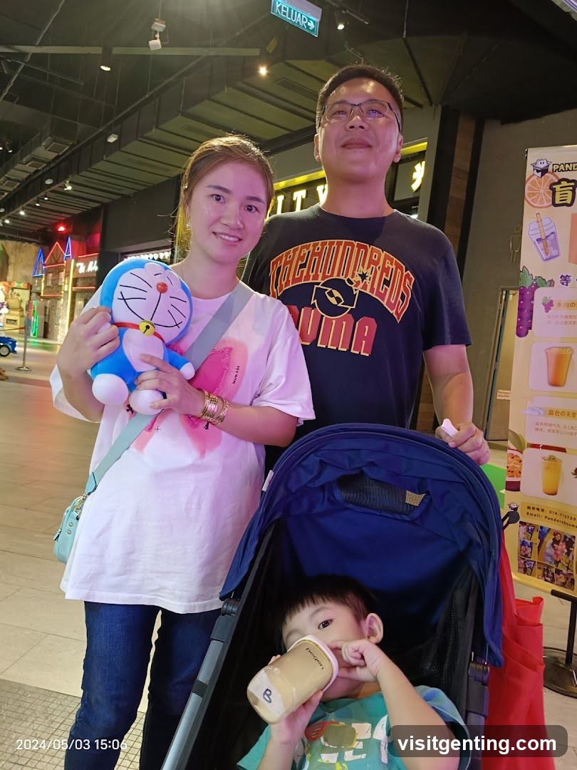 Family in shopping mall interior