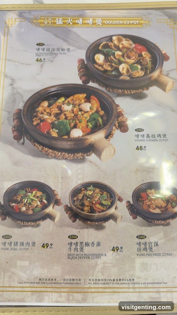 Golden JJ Pot Menu