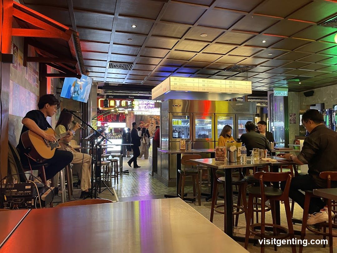 Indoor dining area with live music