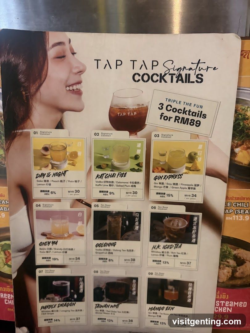 TAP TAP Signature Cocktails Menu