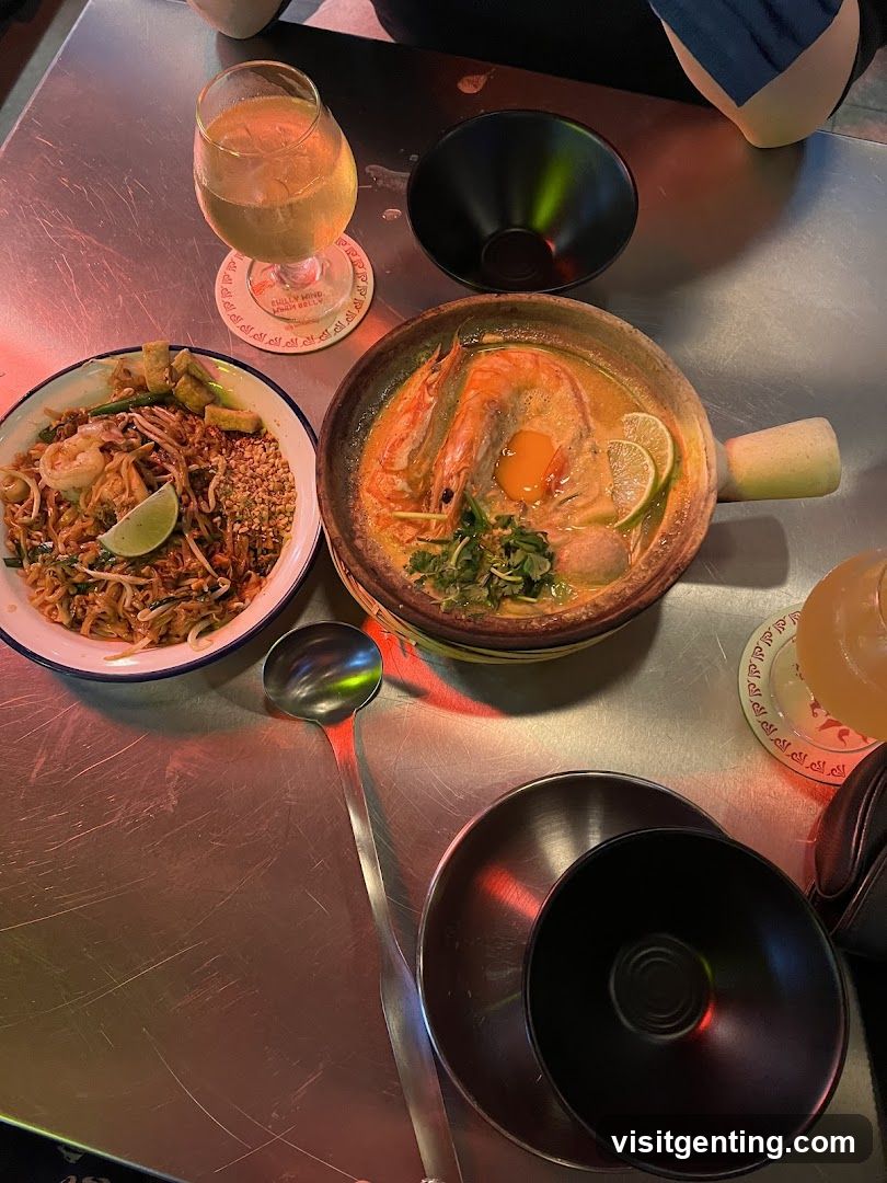 Table with Thai dishes
