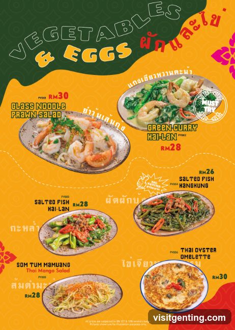 Vegetables & Eggs Menu