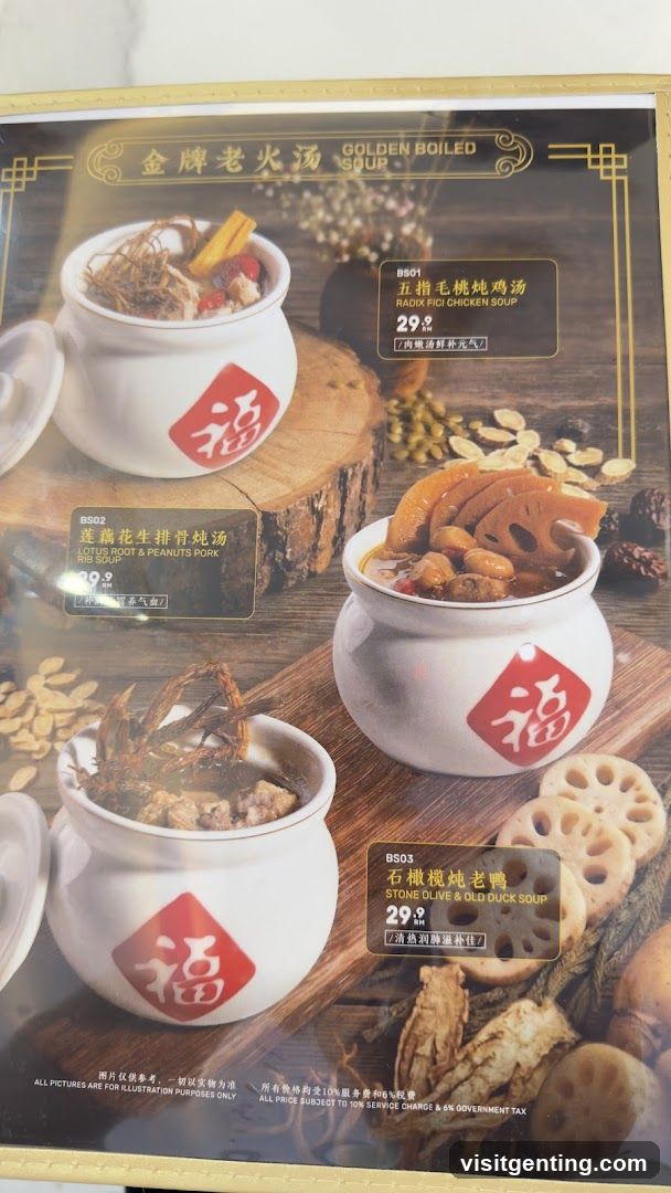 Golden Boiled Soup Menu