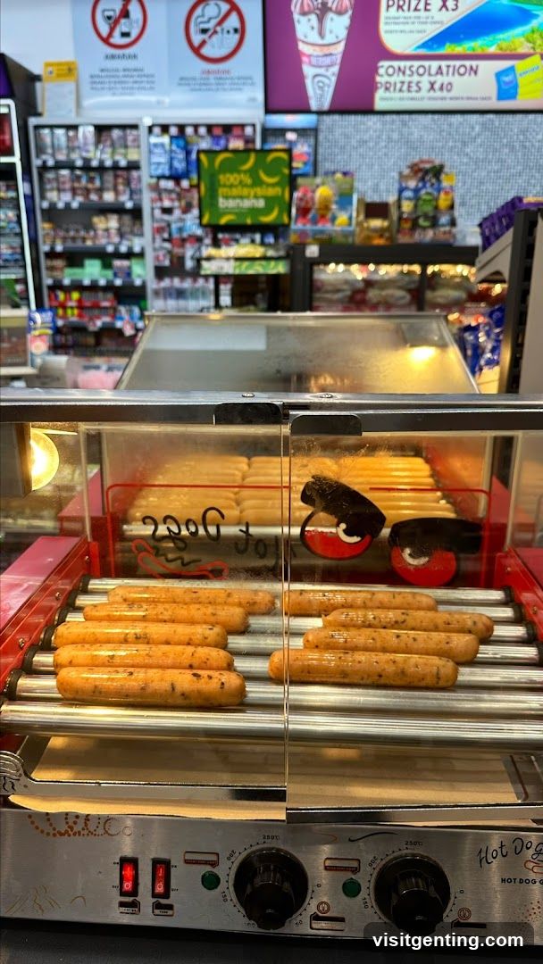 Hot dog station in convenience store interior