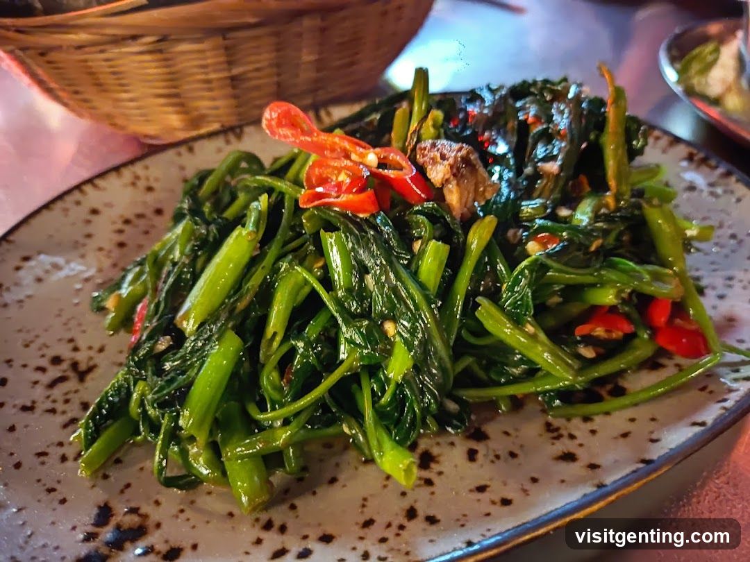 Stir-fried greens with chili