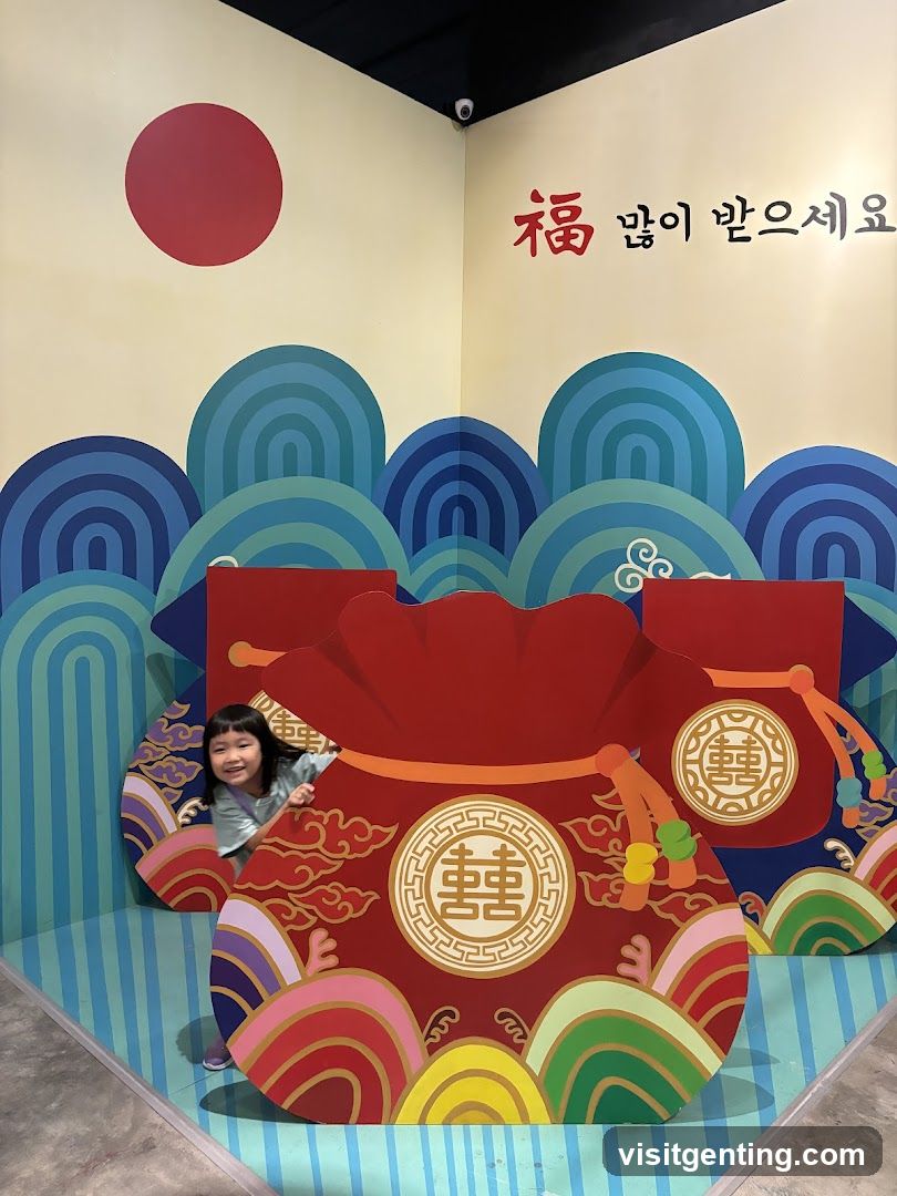 Child posing with decorative display