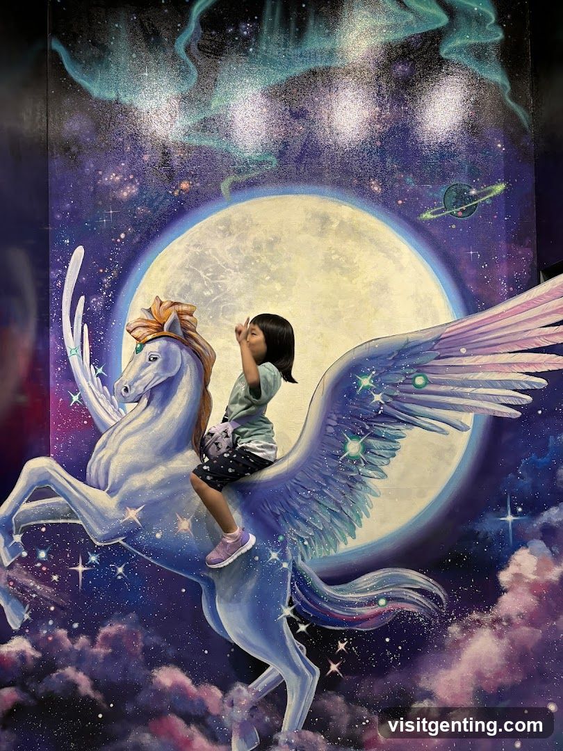 Child posing with mural
