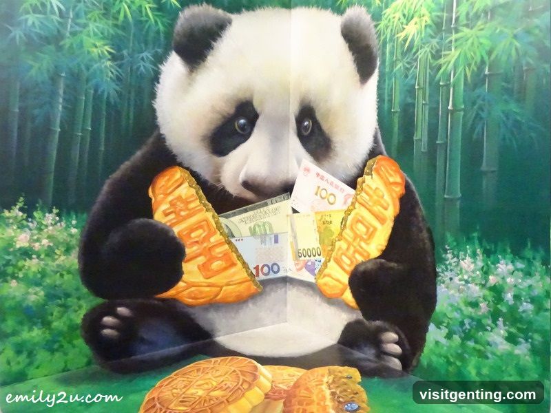 Panda with Money and Mooncakes in Bamboo Grove