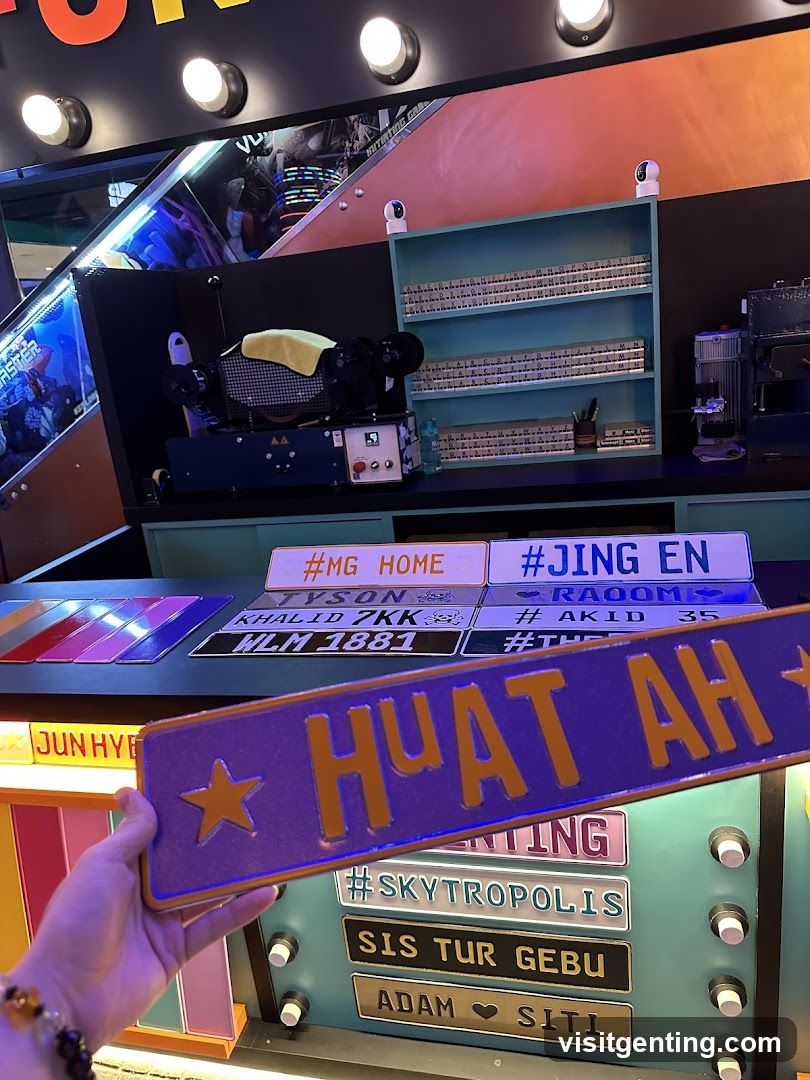 Interior display with custom license plate signage
