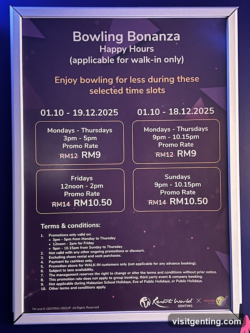 Bowling Bonanza Happy Hours Promotion Board