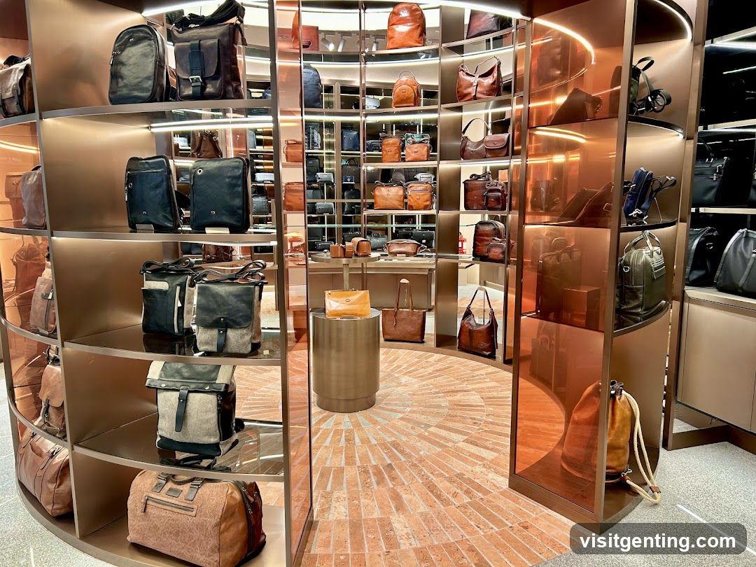 Interior of luxury bag store