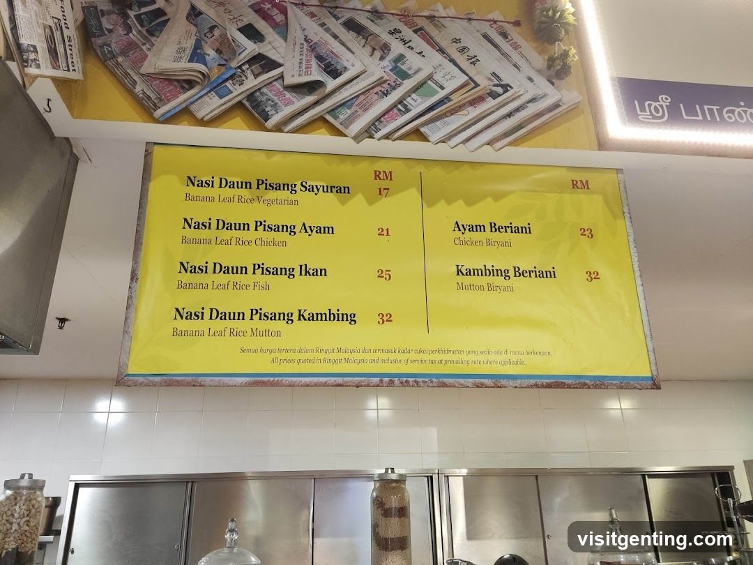 Banana Leaf Rice Menu