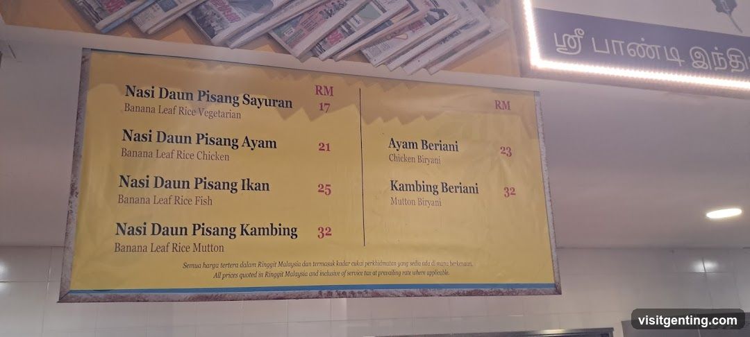 Banana Leaf Rice Menu