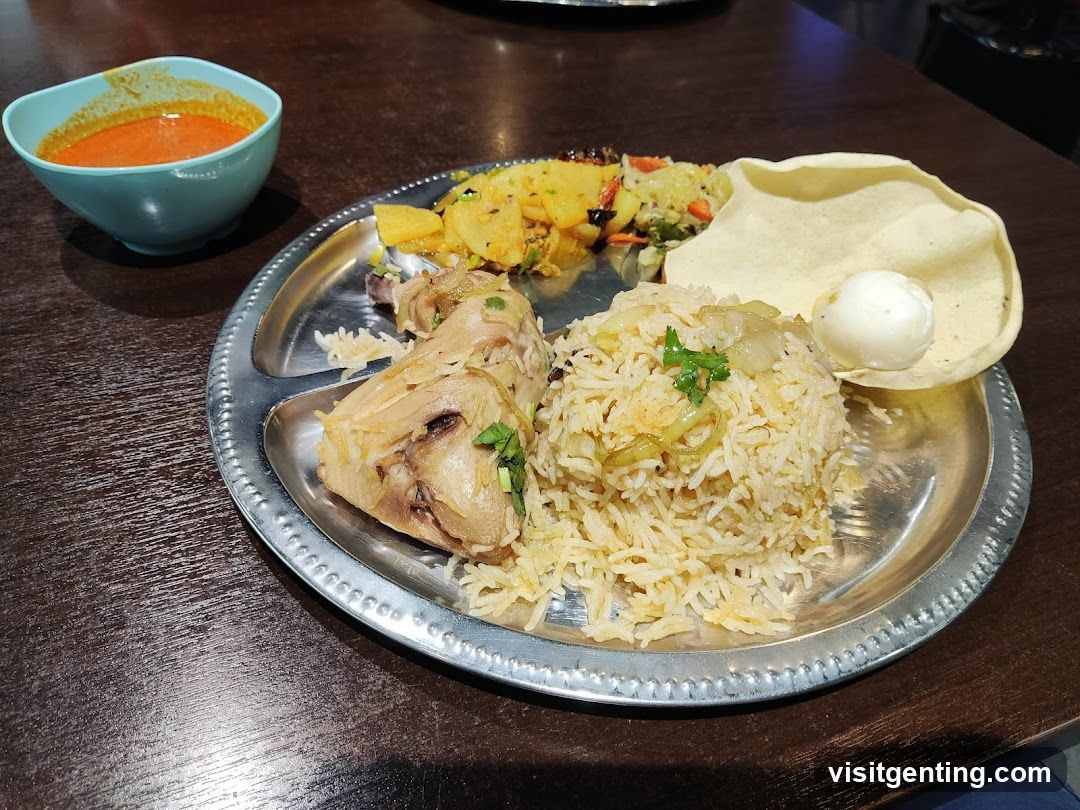 Food served on a metal plate
