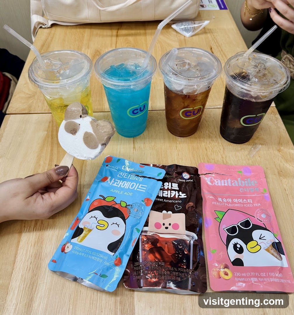Table with beverages and snacks