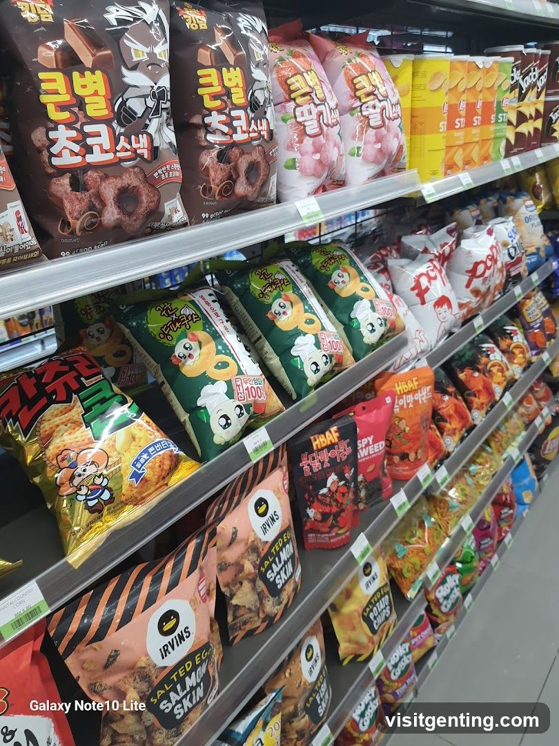 Snack aisle in supermarket