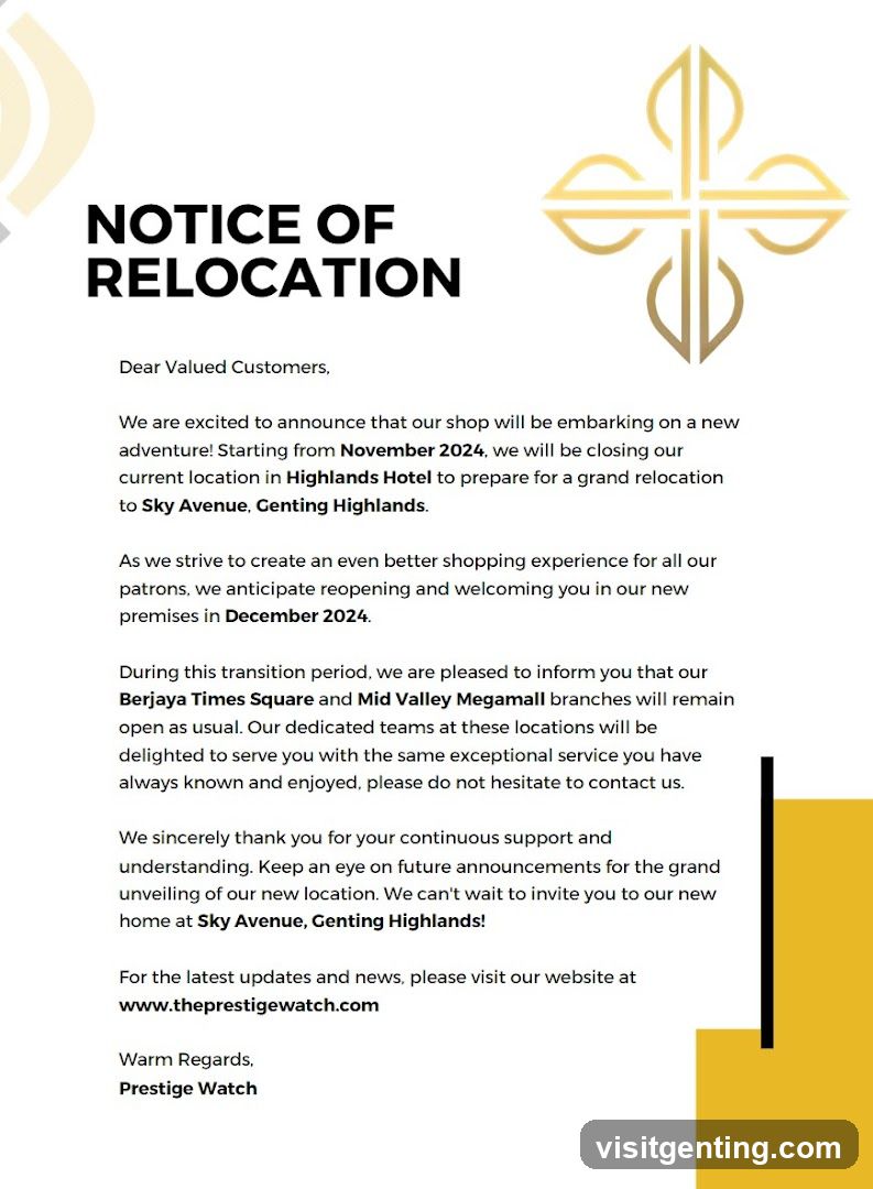Notice of Relocation